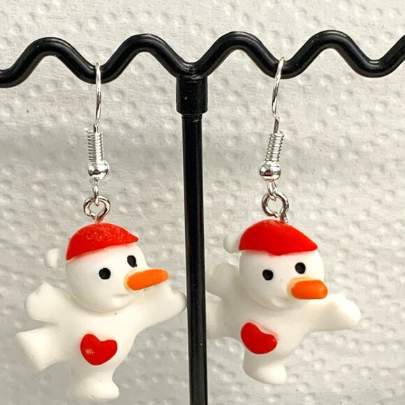 Snowman Earring, Frosty Earring, Christmas Earring, Holiday Earring, Gift Idea - Picture 4 of 5